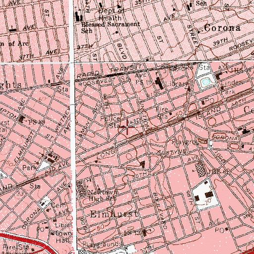 Topographic Map of New York Police Department 110th Precinct Station, NY