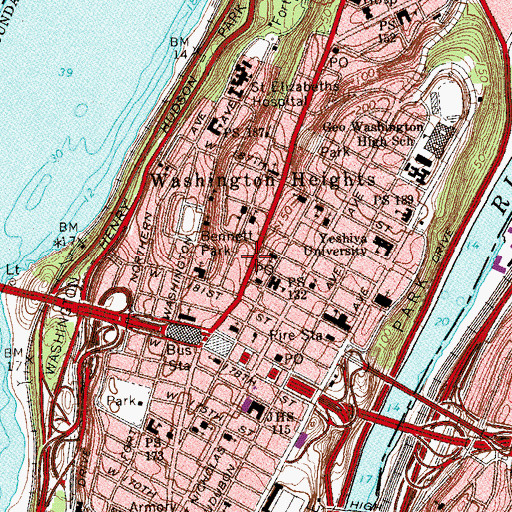 Topographic Map of New York Police Department 34th Precinct Station, NY