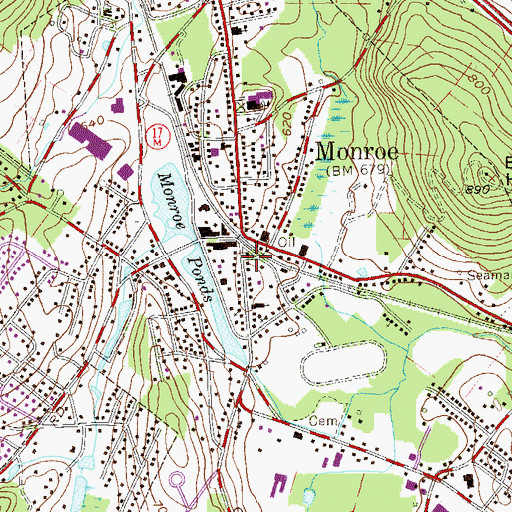 Topographic Map of Village of Monroe Police Department, NY