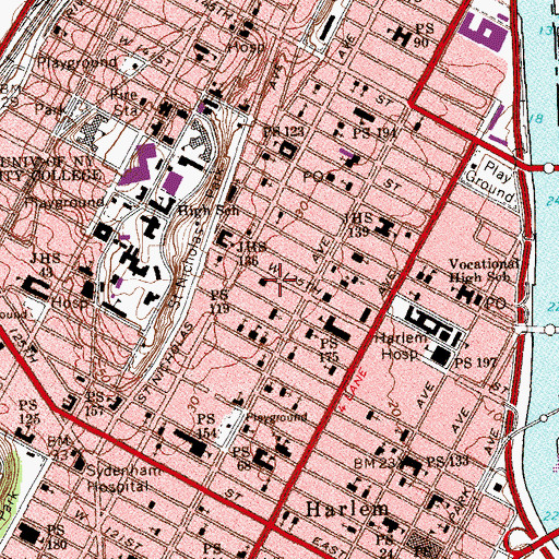 Topographic Map of New York City Police Department 32nd Precinct, NY