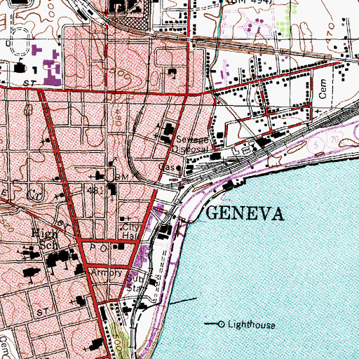 Topographic Map of Geneva Police Department, NY
