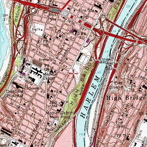 Topographic Map of New York Police Department 33rd Precinct Station, NY