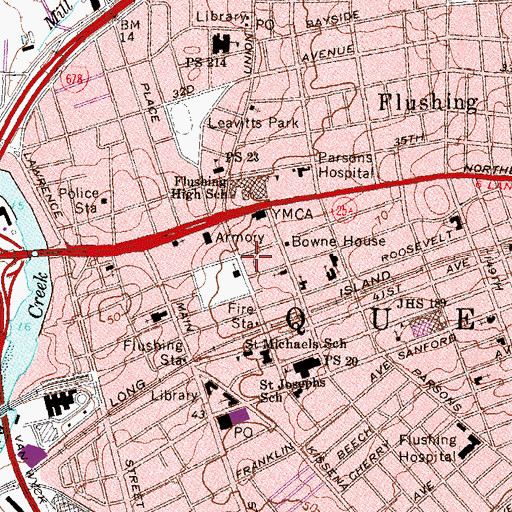 Topographic Map of New York Police Department 109th Precinct Station, NY