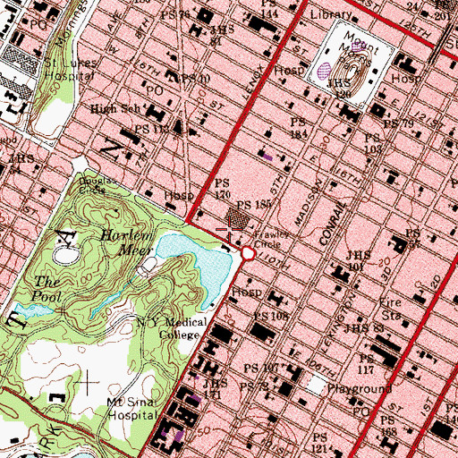 Topographic Map of Lincoln Correctional Facility, NY