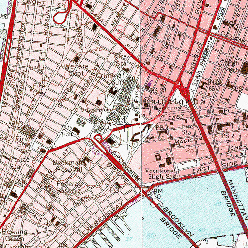 Topographic Map of Metropolitan Correctional Center New York, NY