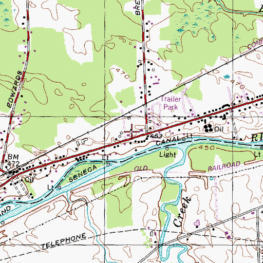 Topographic Map of New York State Police Troop E Zone 2 Waterloo Station, NY