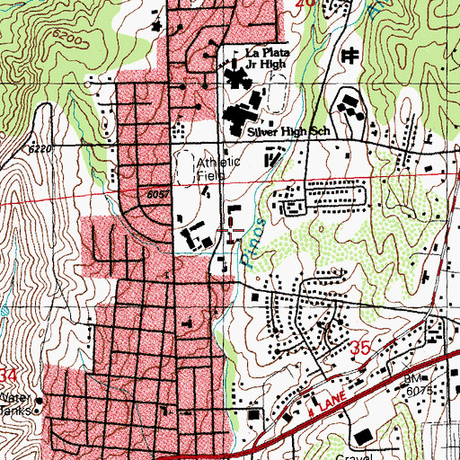 Topographic Map of New Mexico State Police District 12 Silver City, NM