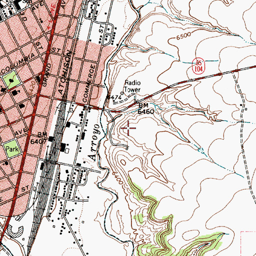 Topographic Map of New Mexico State Police District 2 Las Vegas, NM