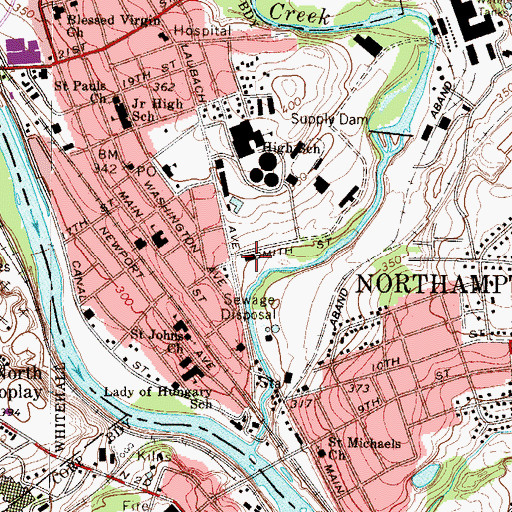 Topographic Map of Northampton Borough Police Department, PA