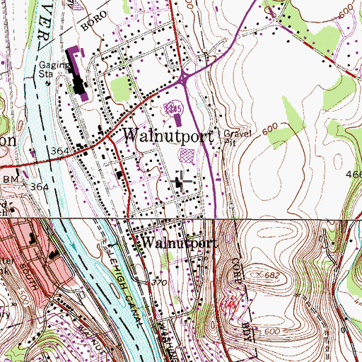 Topographic Map of Walnutport Borough Police Department, PA