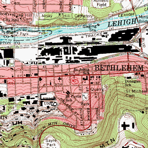 Topographic Map of Bethlehem Police Department Southeast Substation, PA