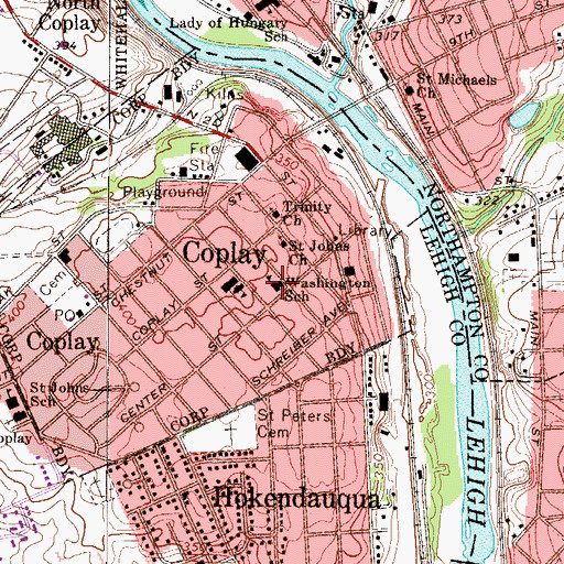 Topographic Map of Coplay Borough Police Department, PA