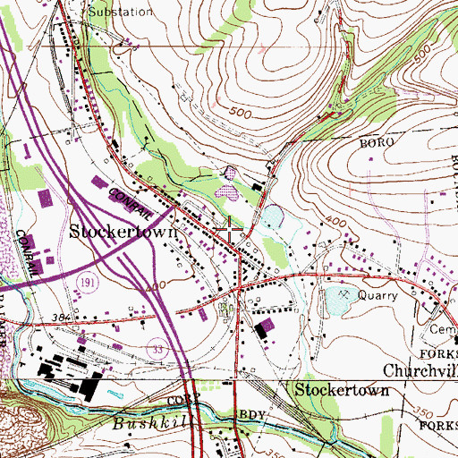 Topographic Map of Stockertown Borough Police Department, PA