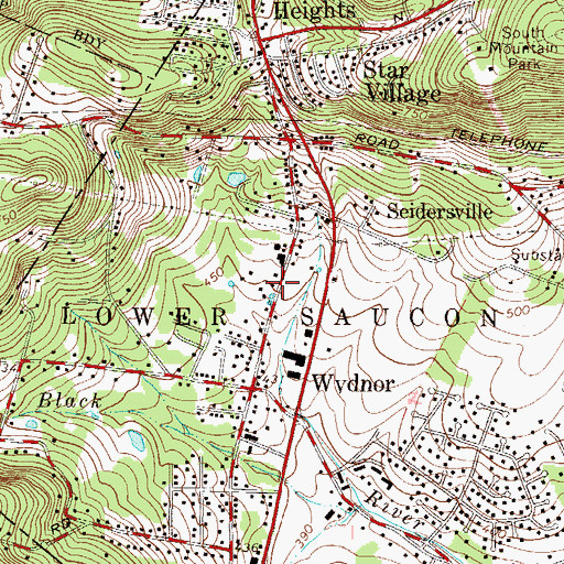 Topographic Map of Lower Saucon Township Police Department, PA