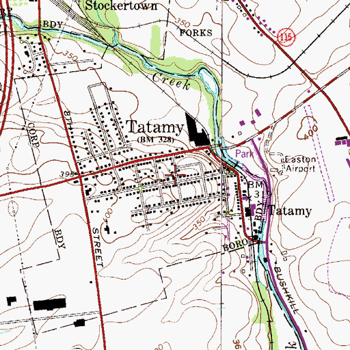 Topographic Map of Tatamy Borough Police Department, PA