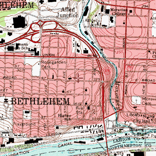 Topographic Map of Bethlehem Police Department Northwest Substation, PA