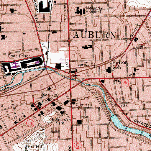 Topographic Map of Auburn Police Department, NY