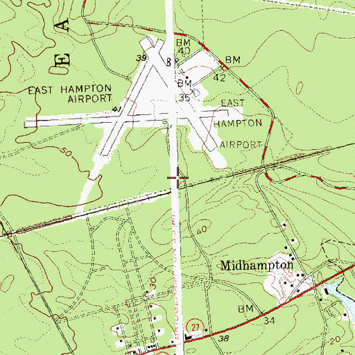 Topographic Map of Town of East Hampton Police Department, NY