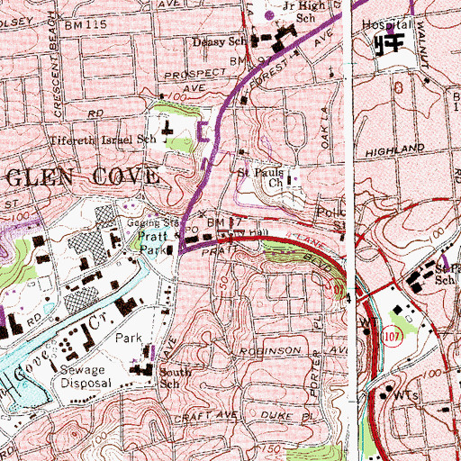 Topographic Map of Glen Cove Police Department, NY