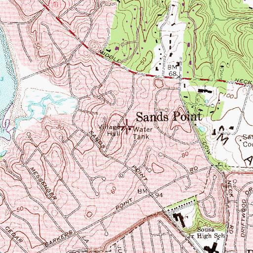 Topographic Map of Sands Point Police Department, NY