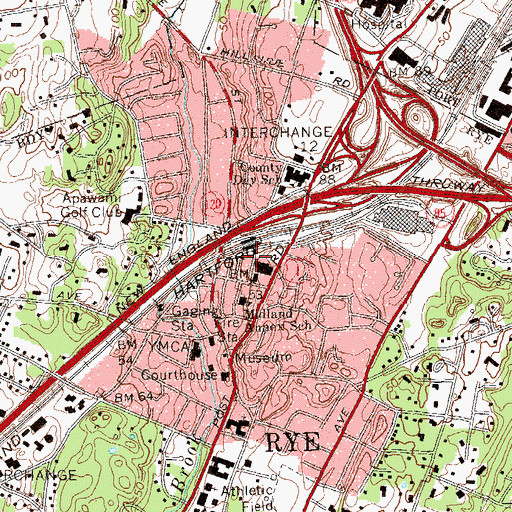 Topographic Map of Rye Police Department, NY