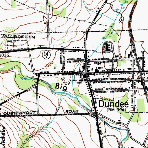 Topographic Map of New York State Police Troop E Zone 3 Dundee Station, NY