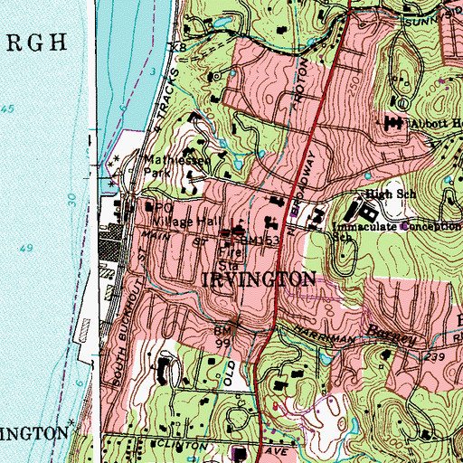 Topographic Map of Irvington Police Department, NY