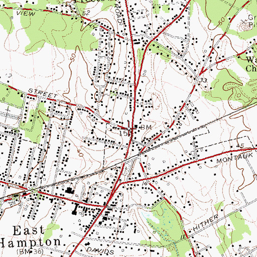 Topographic Map of East Hampton Village Police Department, NY