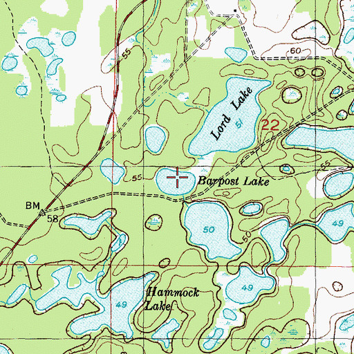 Topographic Map of Barpost Lake, FL