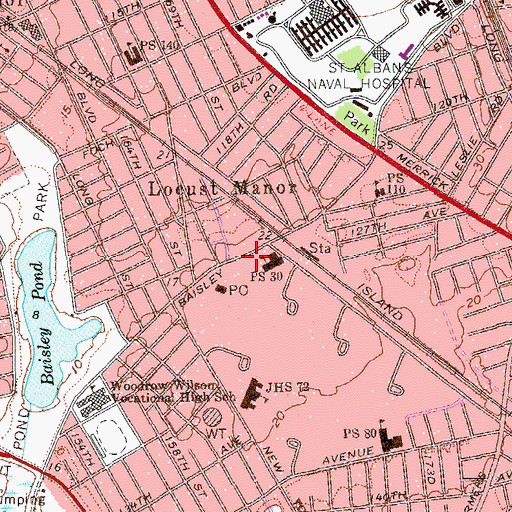 Topographic Map of New York Police Department 113th Precinct Station, NY