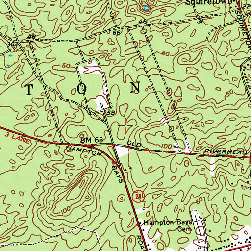 Topographic Map of Southampton Town Police Department, NY