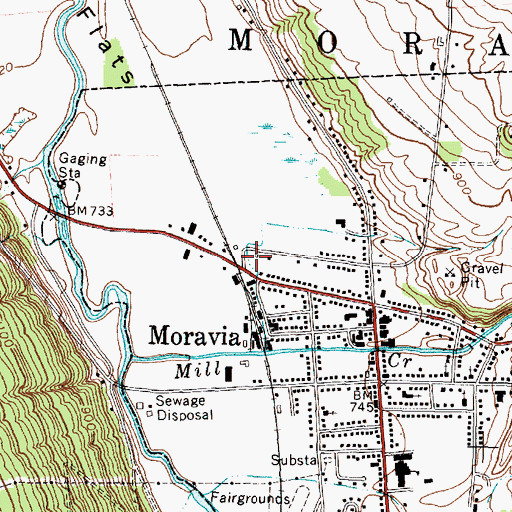 Topographic Map of Moravia Village Police Department, NY
