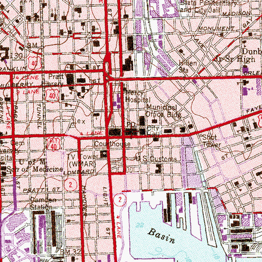 Topographic Map of Calvert Post Office, MD