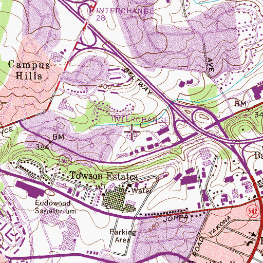 Topographic Map of Loch Raven Post Office, MD