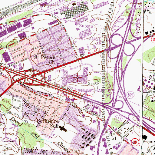Topographic Map of East Point Mall Post Office, MD