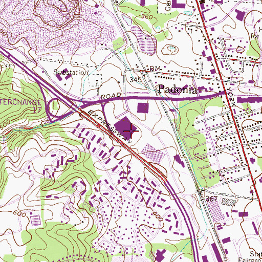 Topographic Map of Lutherville Timonium Post Office, MD