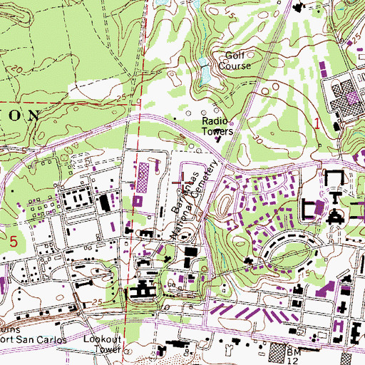 Topographic Map of Barrancas National Cemetery, FL