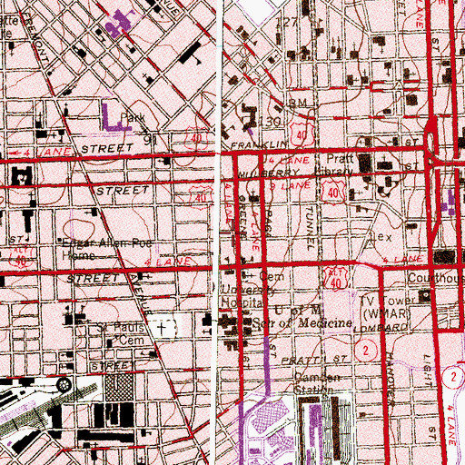 Topographic Map of Market Center Post Office, MD