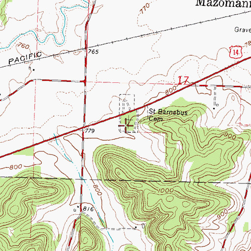 Topographic Map of Mazomanie Cemetery, WI