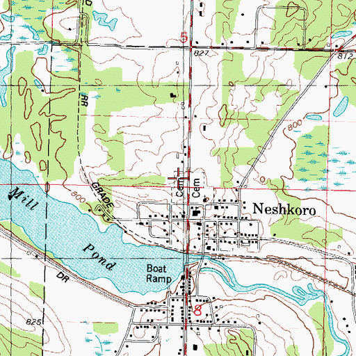 Topographic Map of Neshkoro Village Cemetery, WI