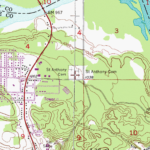 Topographic Map of Niagara Cemetery, WI