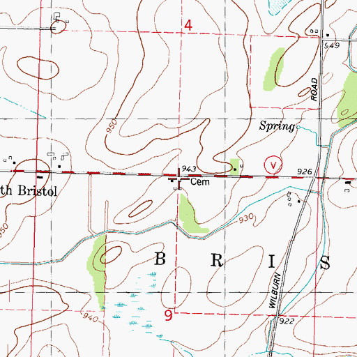 Topographic Map of Baker Cemetery, WI