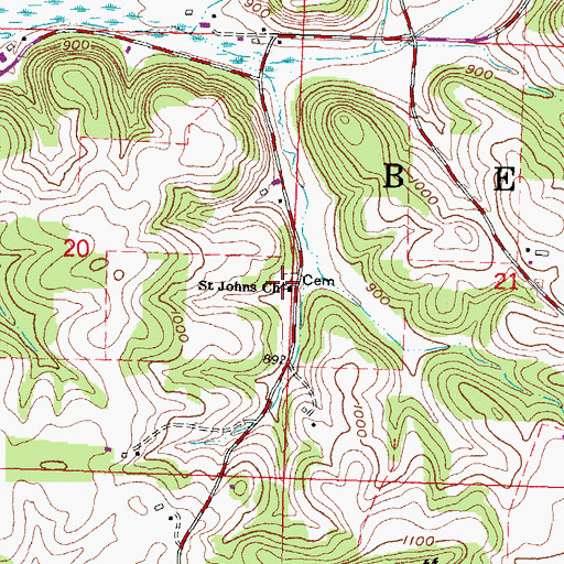 Topographic Map of Saint John's Lutheran Church Cemetery, WI