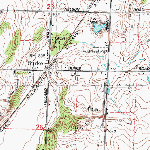 Topographic Map of Burke Station Cemetery, WI