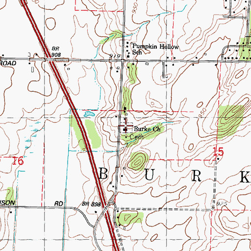 Topographic Map of Burke Lutheran Cemetery, WI