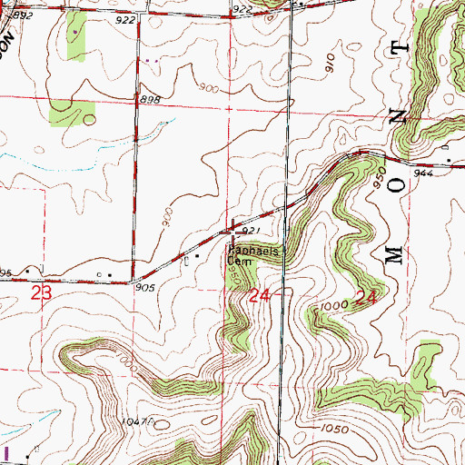 Topographic Map of Frenchtown Cemetery, WI