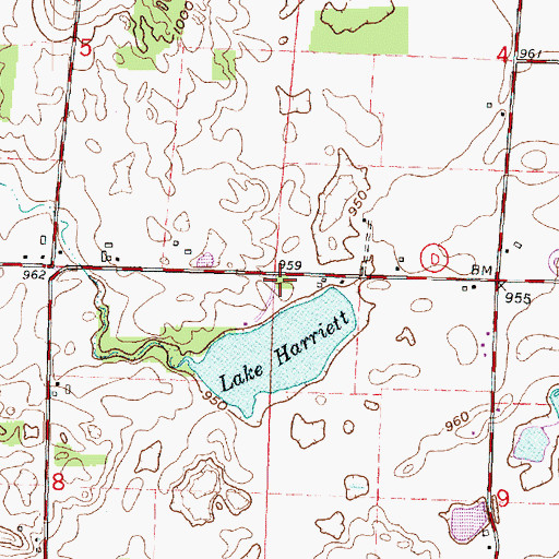 Topographic Map of Lake Harriet Cemetery, WI