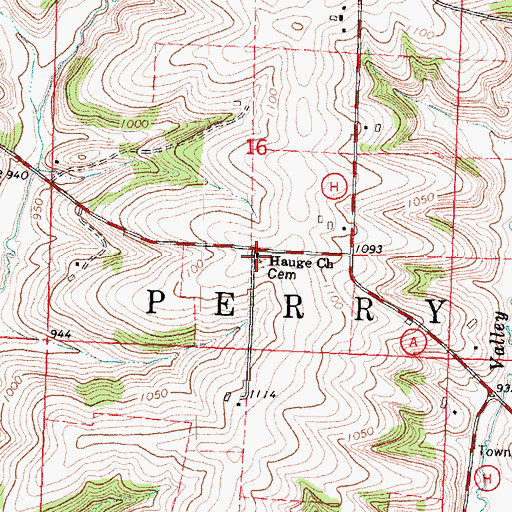 Topographic Map of Hauge Lutheran Cemetery, WI