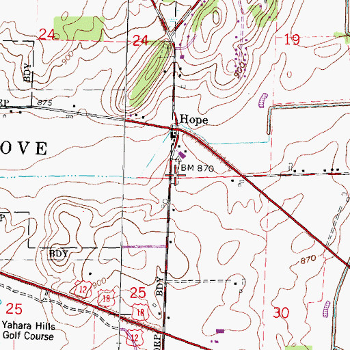 Topographic Map of Hope Cottage Grove Cemetery, WI