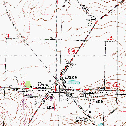 Topographic Map of Dane Immanuel Cemetery, WI